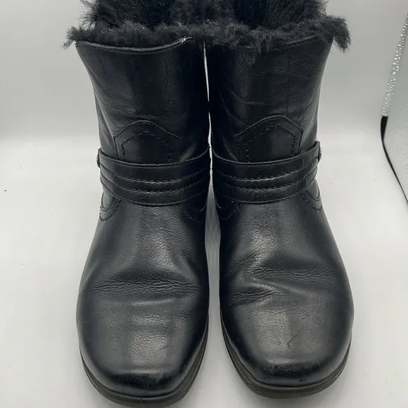 Obeo - Zoey Leather &amp; Sheepskin Black Women's Black warm Ankle Boots Sz 7