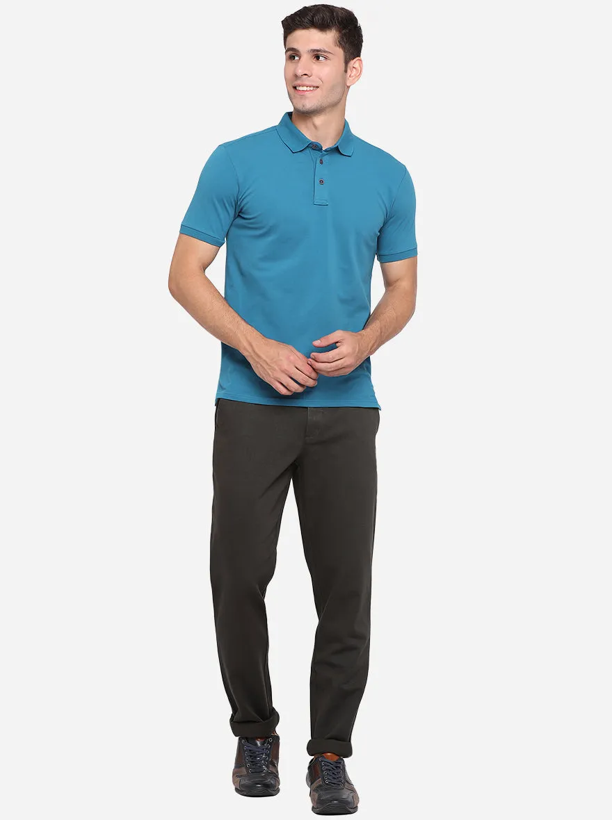 Olive Solid Uno Fit Casual Trouser | JadeBlue