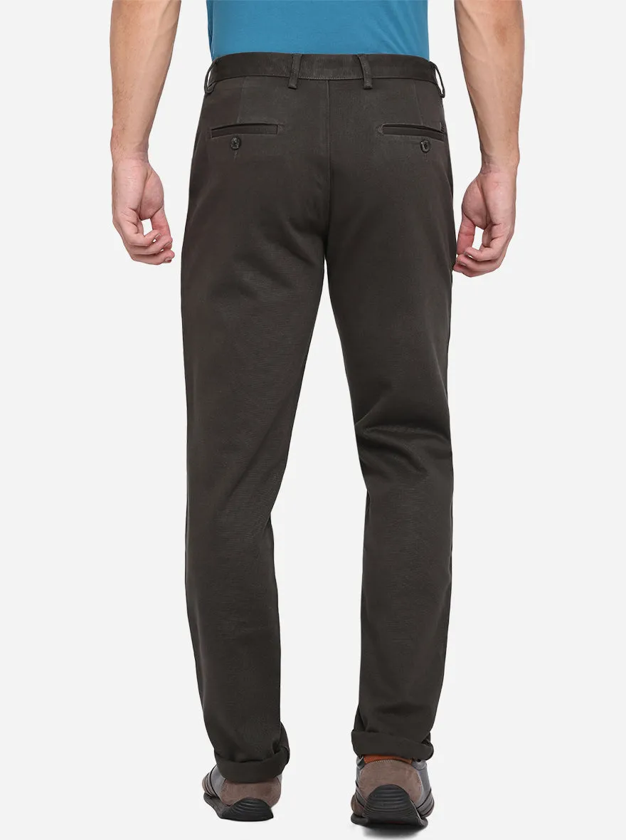 Olive Solid Uno Fit Casual Trouser | JadeBlue