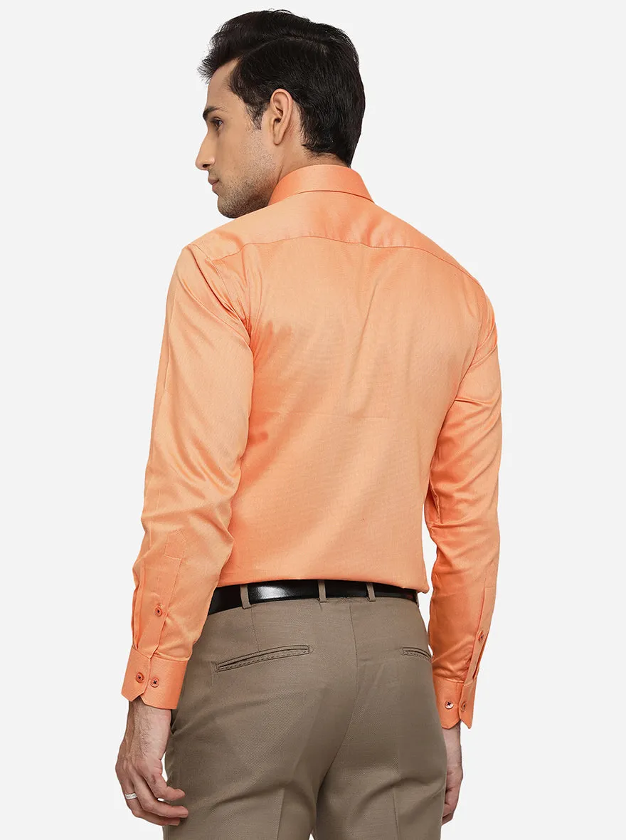 Orange Solid Regular Fit Formal Shirt | Greenfibre
