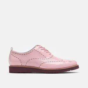 Oscar Pink Patent Leather Wholecut Brogue Sneakers