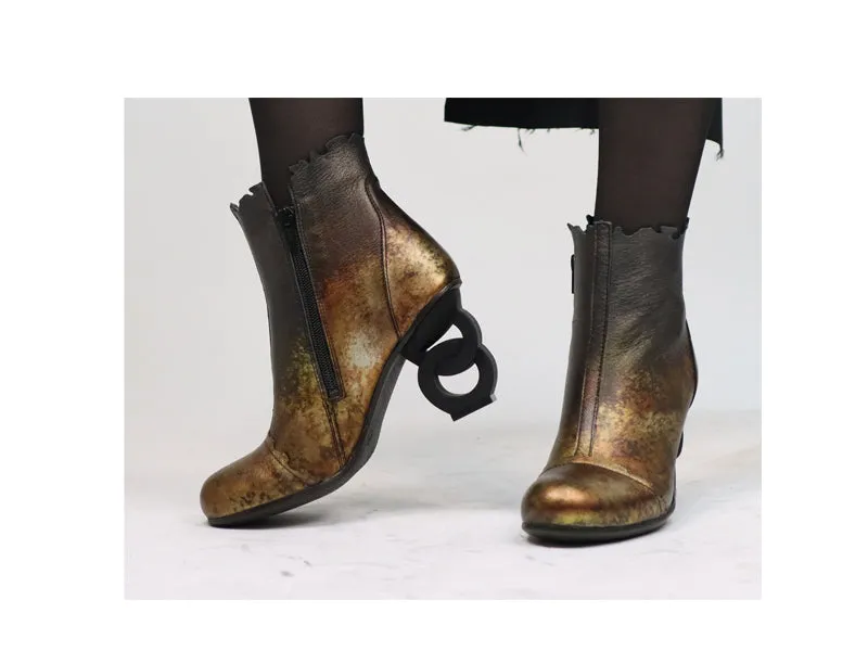 Papucei Women's Copper Leather Ankle Boots
