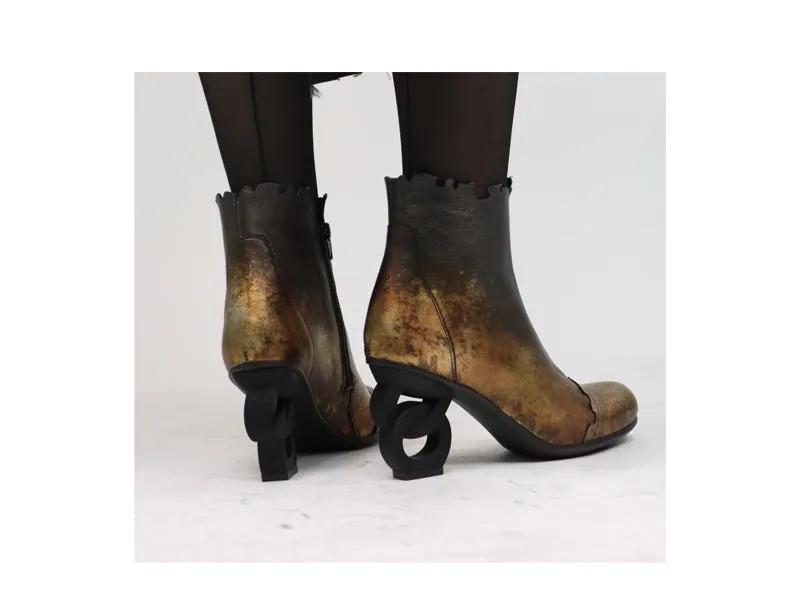 Papucei Women's Copper Leather Ankle Boots