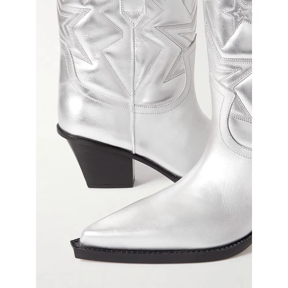 Paris Texas Gray Leather Women Ankle Boot