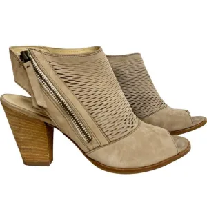 Paul Green Cayanne Leather Peep Toe Sandal Stone Tan Bootie Size UK 5 US 7.5