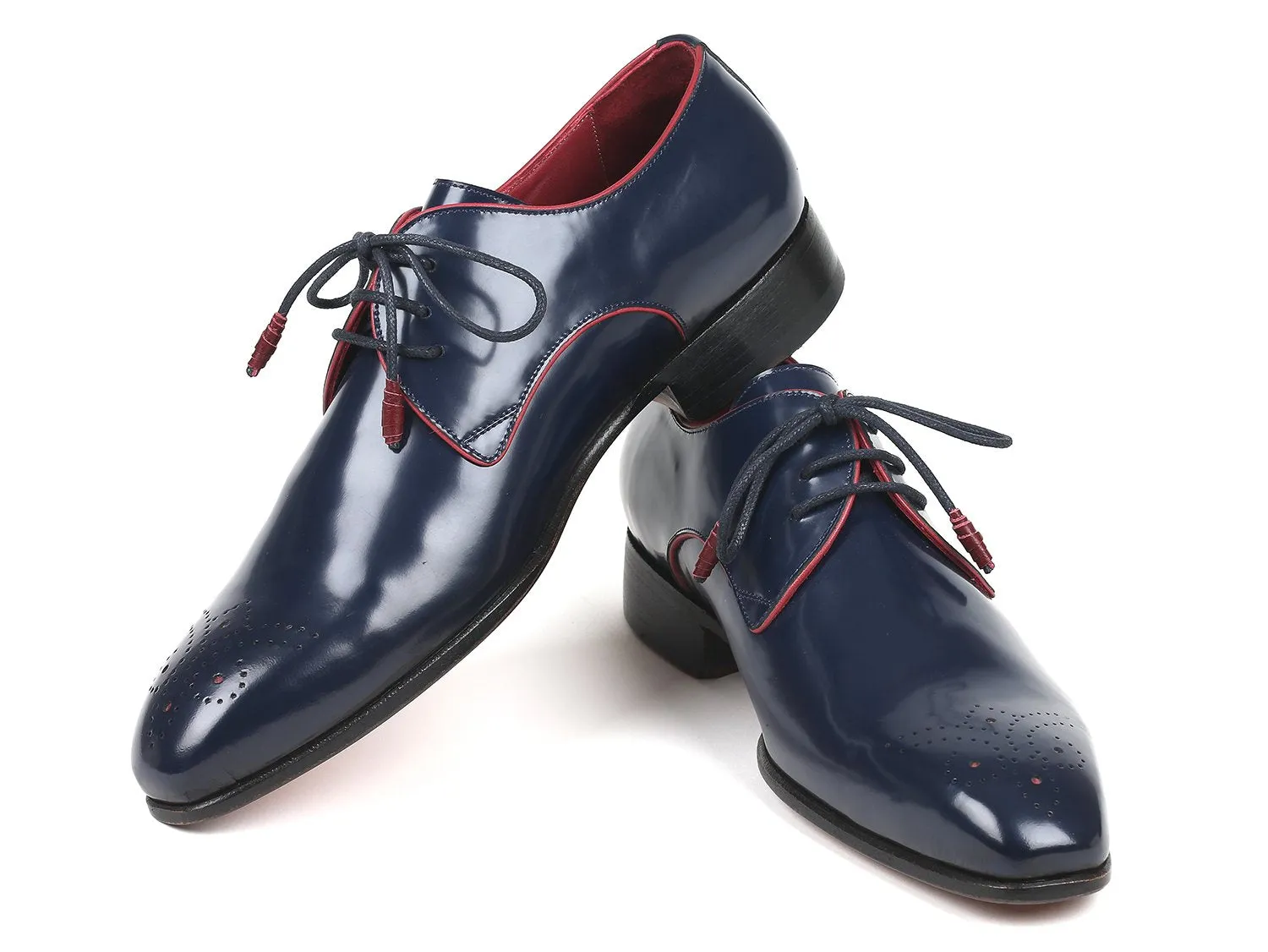 Paul Parkman Medallion Toe Derby Shoes in Navy