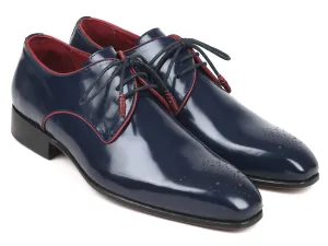 Paul Parkman Medallion Toe Derby Shoes in Navy