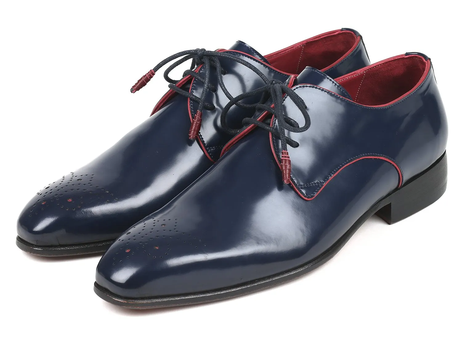 Paul Parkman Medallion Toe Derby Shoes in Navy