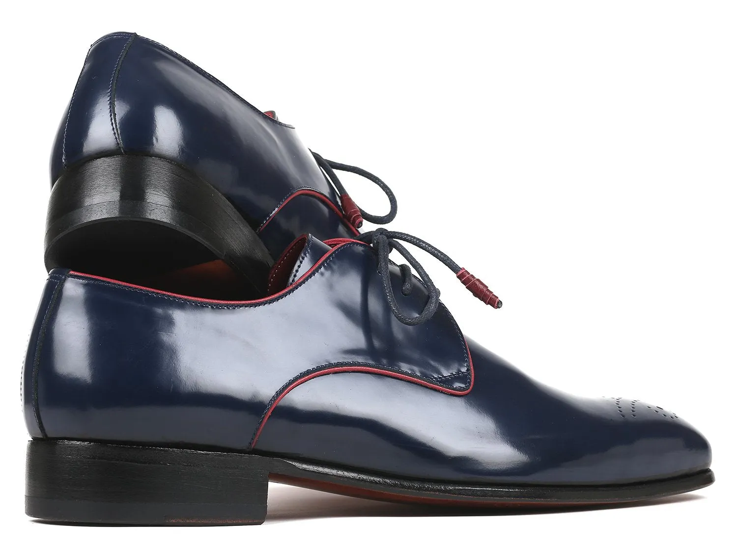 Paul Parkman Medallion Toe Derby Shoes in Navy