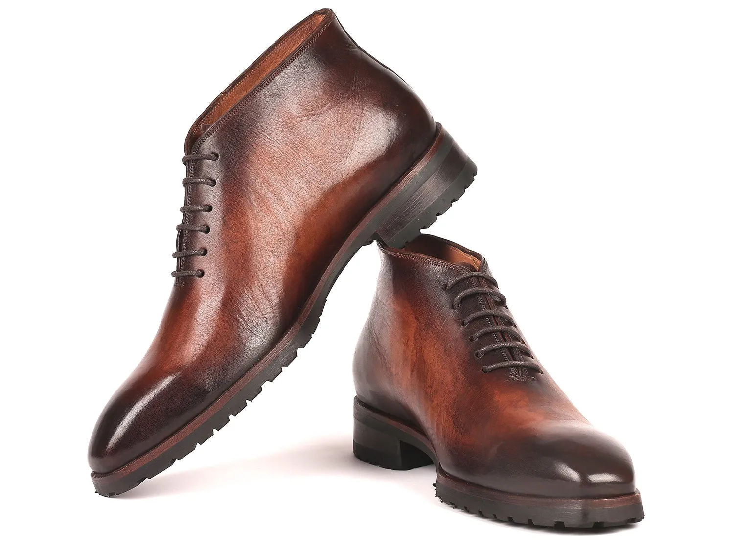 Paul Parkman Men's Ankle Boots in Brown Burnished