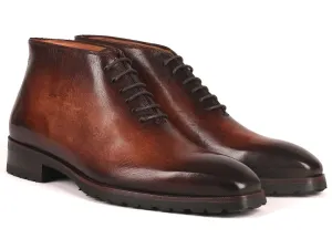 Paul Parkman Men's Ankle Boots in Brown Burnished