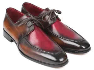 Paul Parkman Men's Apron Leather Derby Shoes in Brown & Bordeaux Dual Tone