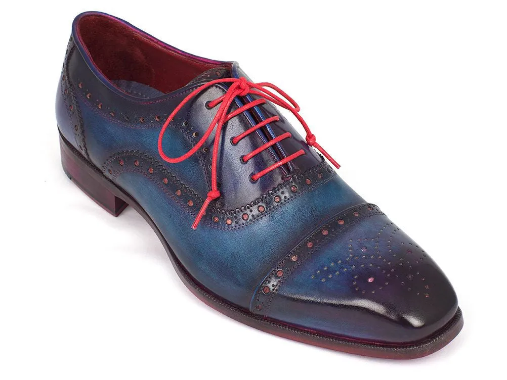 Paul Parkman Men's Captoe Oxfords in Blue & Parliament