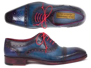 Paul Parkman Men's Captoe Oxfords in Blue & Parliament
