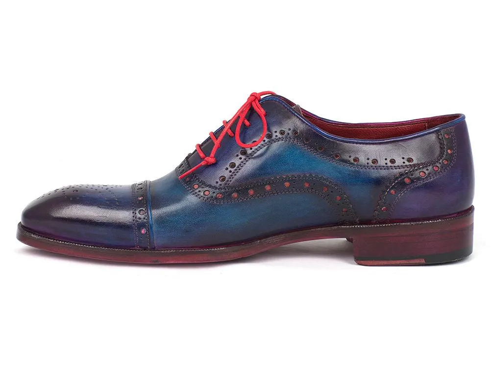 Paul Parkman Men's Captoe Oxfords in Blue & Parliament