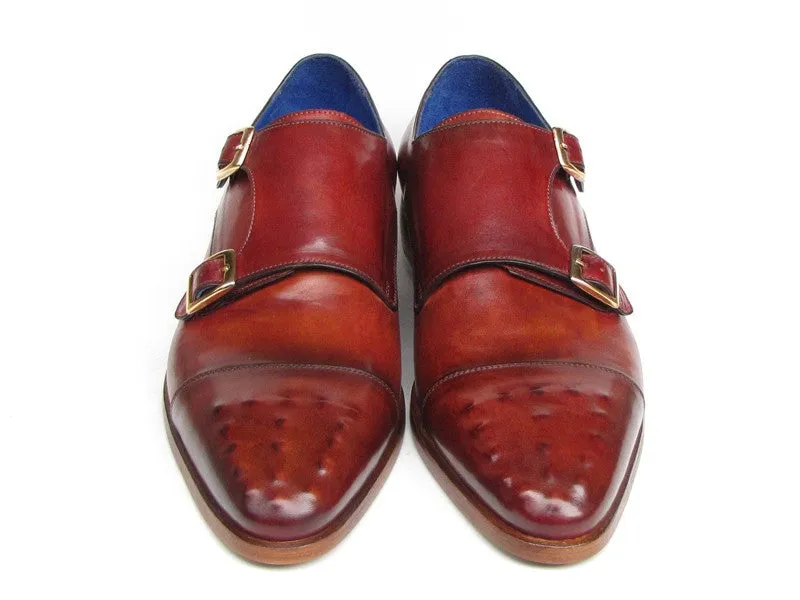 Paul Parkman Men's Double Monkstrap Burgundy Leather