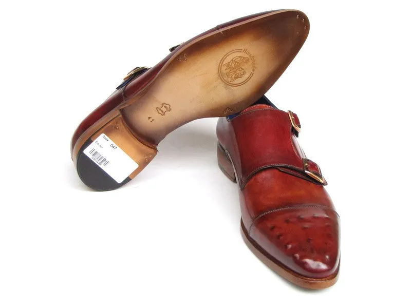 Paul Parkman Men's Double Monkstrap Burgundy Leather