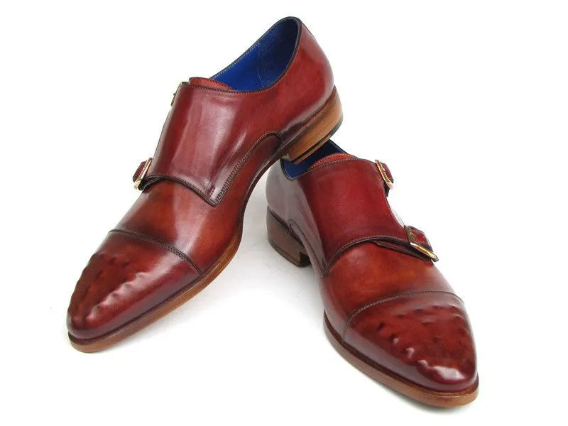 Paul Parkman Men's Double Monkstrap Burgundy Leather