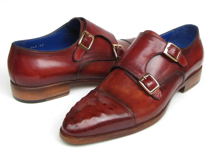 Paul Parkman Men's Double Monkstrap Burgundy Leather