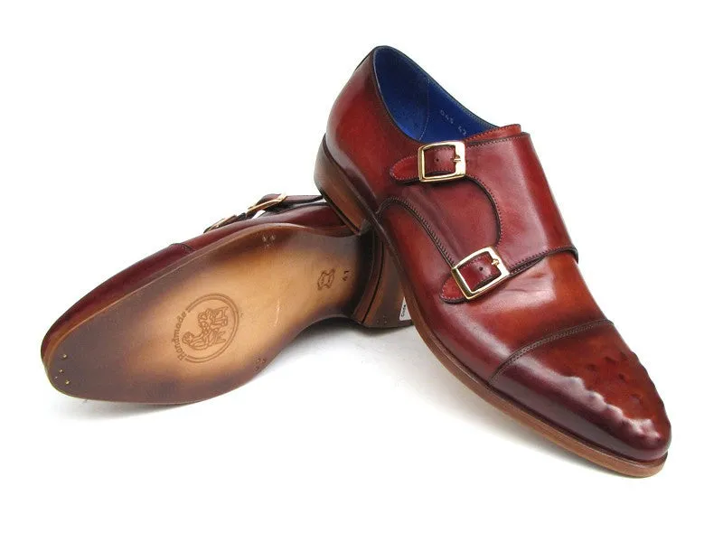 Paul Parkman Men's Double Monkstrap Burgundy Leather