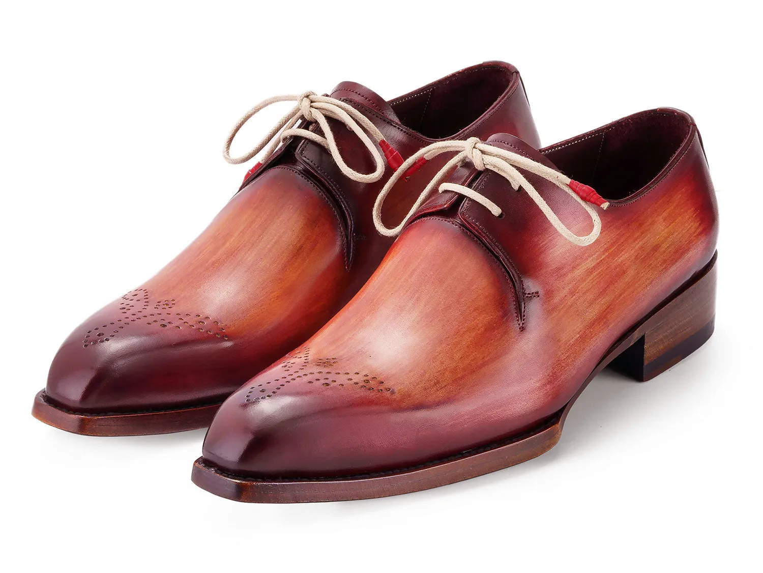 Paul Parkman Men's Goodyear Welted Derby Shoes in Reddish Brown