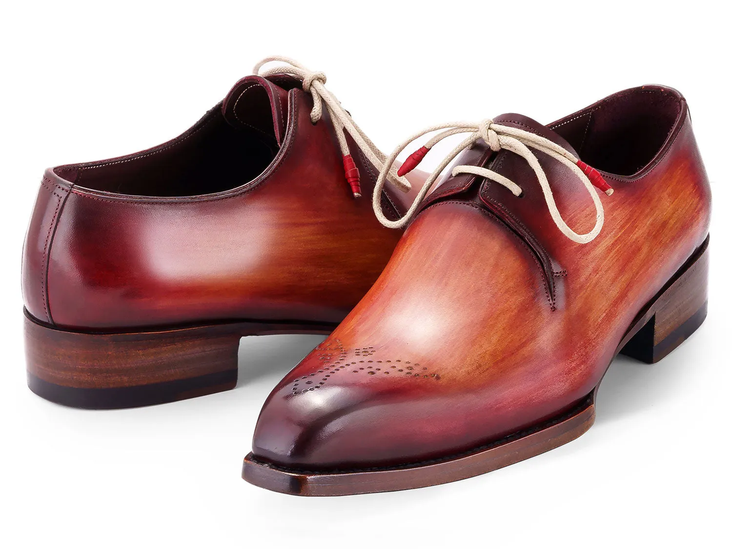 Paul Parkman Men's Goodyear Welted Derby Shoes in Reddish Brown