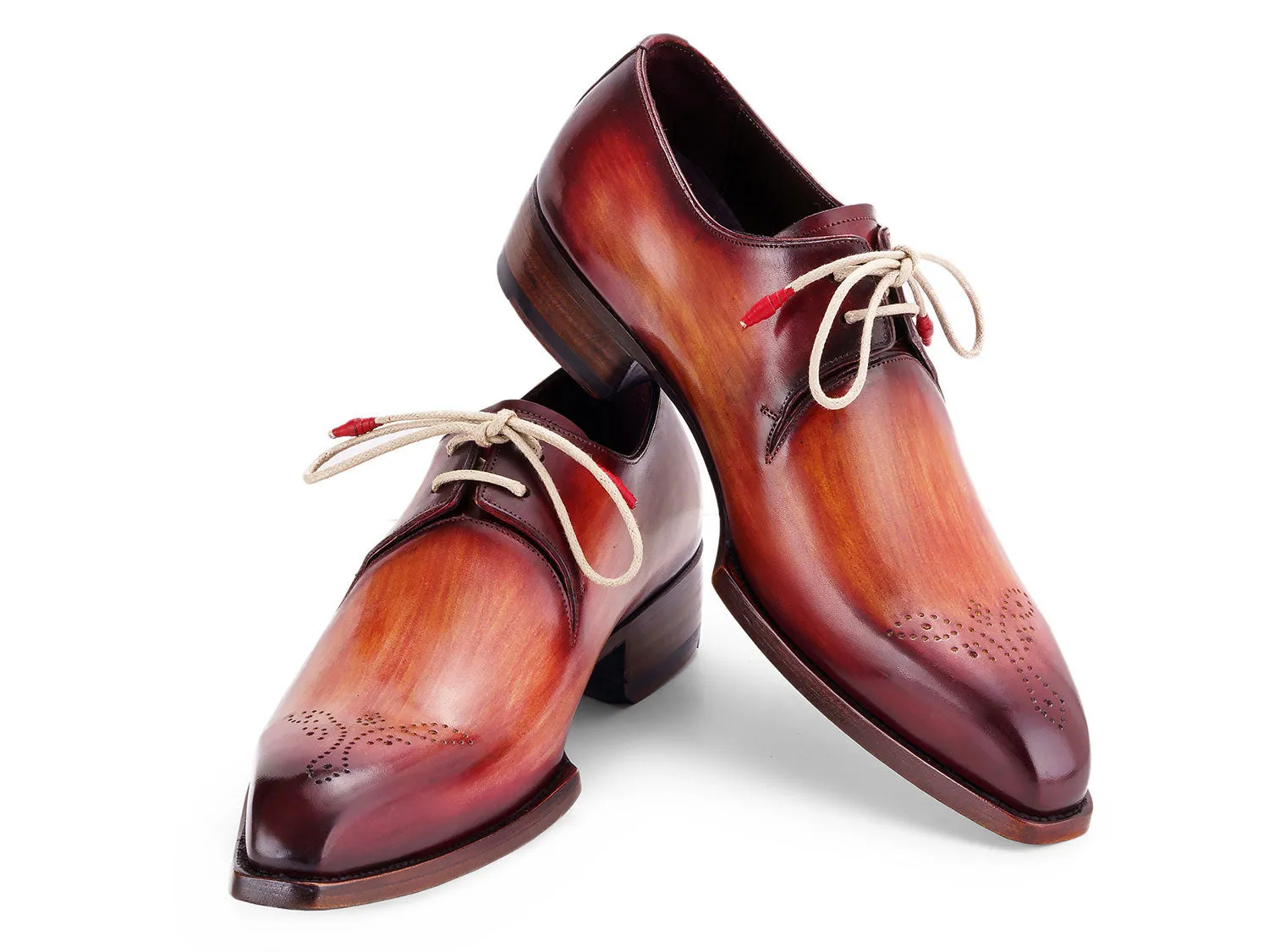 Paul Parkman Men's Goodyear Welted Derby Shoes in Reddish Brown