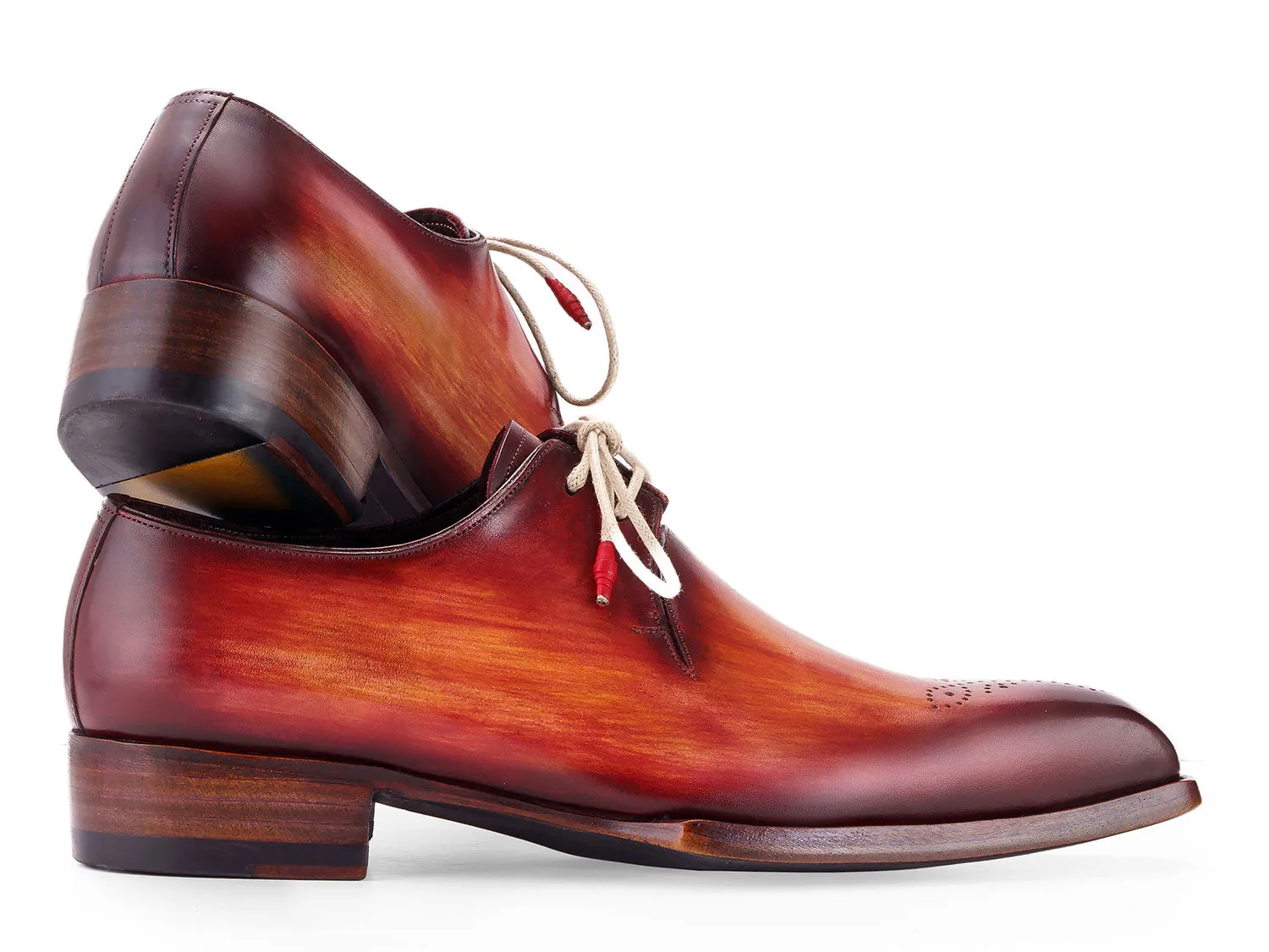 Paul Parkman Men's Goodyear Welted Derby Shoes in Reddish Brown
