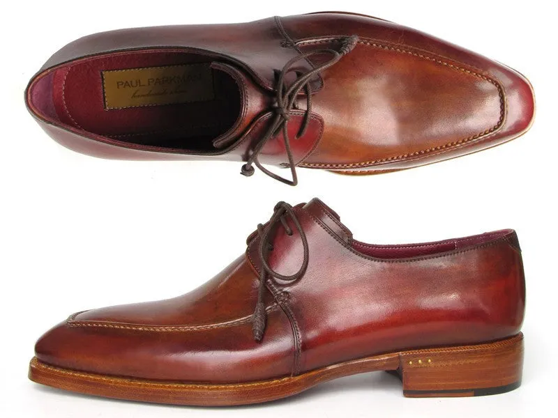 Paul Parkman Men's Goodyear Welted Square Toe Apron Derby Shoes in Brown