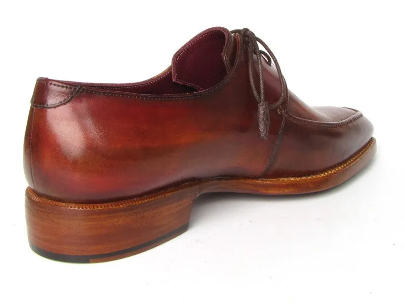 Paul Parkman Men's Goodyear Welted Square Toe Apron Derby Shoes in Brown