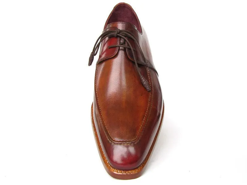 Paul Parkman Men's Goodyear Welted Square Toe Apron Derby Shoes in Brown