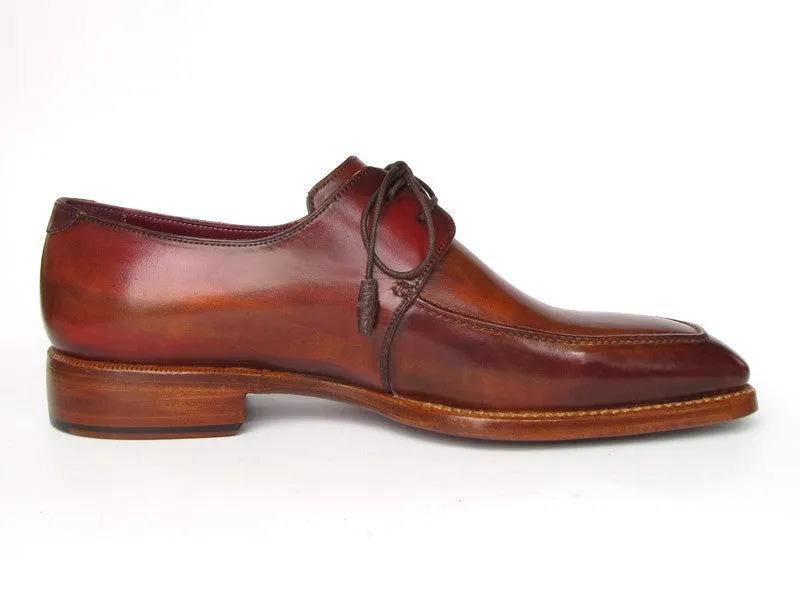 Paul Parkman Men's Goodyear Welted Square Toe Apron Derby Shoes in Brown