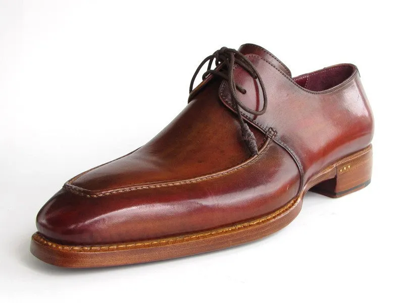 Paul Parkman Men's Goodyear Welted Square Toe Apron Derby Shoes in Brown