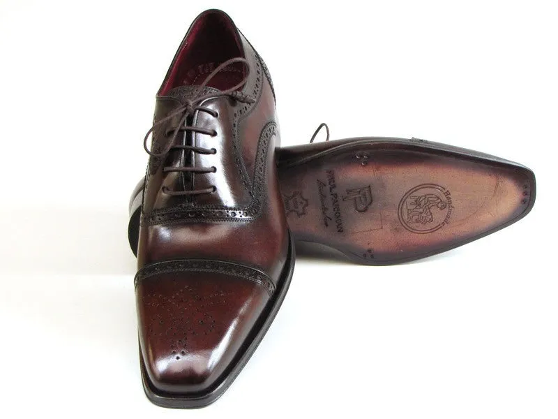 Paul Parkman Men's Hand-Painted Leather Captoe Oxfords in Bordeaux & Brown
