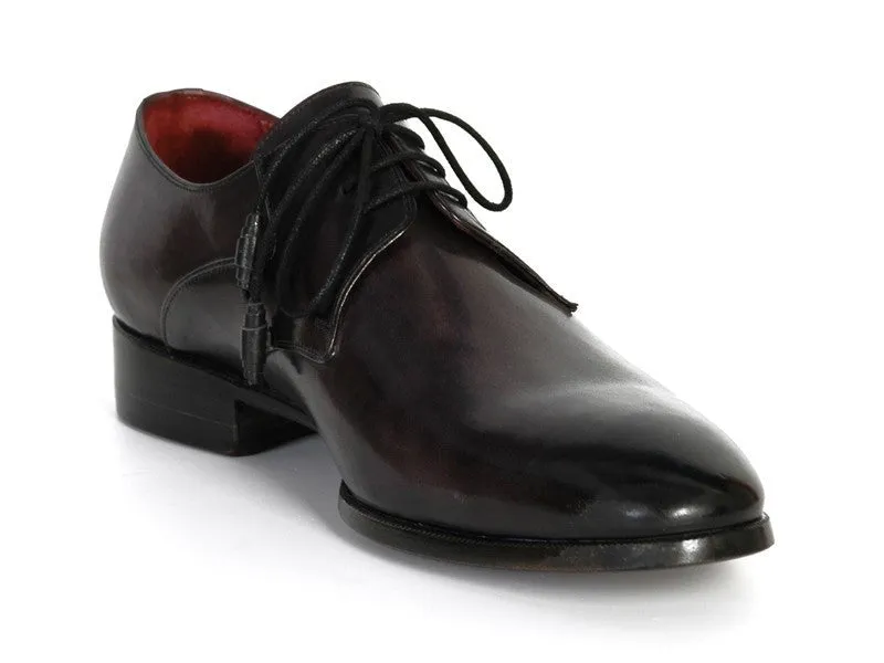 Paul Parkman Men's Hand-Painted Leather Derby Shoes in Anthracite Black