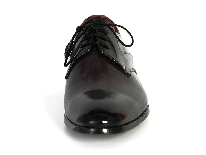 Paul Parkman Men's Hand-Painted Leather Derby Shoes in Anthracite Black
