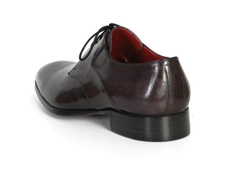 Paul Parkman Men's Hand-Painted Leather Derby Shoes in Anthracite Black