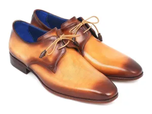 Paul Parkman Men's Hand-Painted Leather Derby Shoes in Brown & Camel