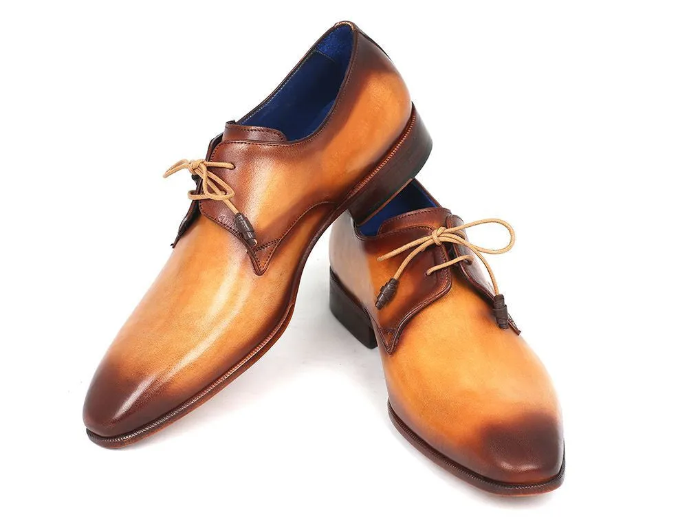 Paul Parkman Men's Hand-Painted Leather Derby Shoes in Brown & Camel