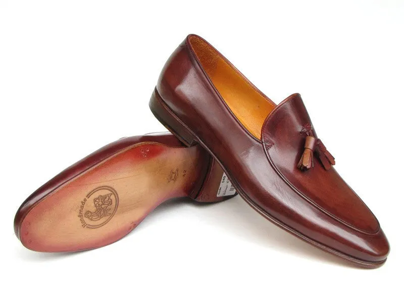 Paul Parkman Men's Hand-Painted Leather Tassel Loafers in Brown