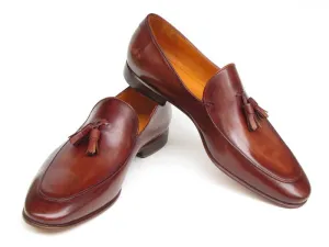 Paul Parkman Men's Hand-Painted Leather Tassel Loafers in Brown