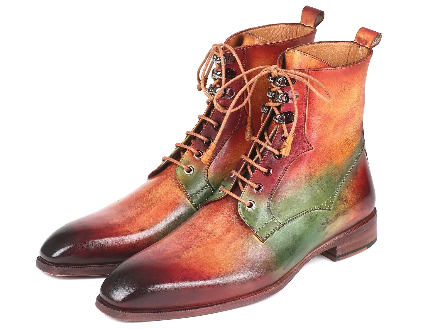 Paul Parkman Men's Leather Boots in Green, Camel & Bordeaux
