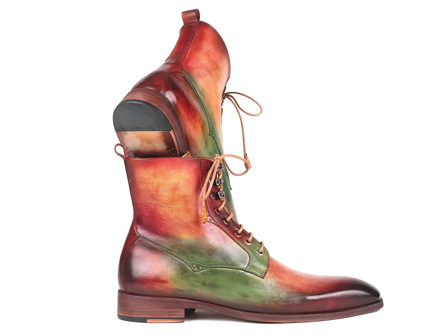 Paul Parkman Men's Leather Boots in Green, Camel & Bordeaux