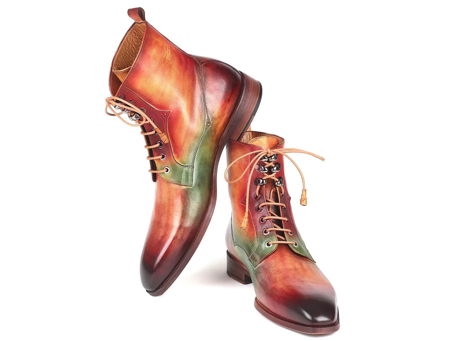 Paul Parkman Men's Leather Boots in Green, Camel & Bordeaux