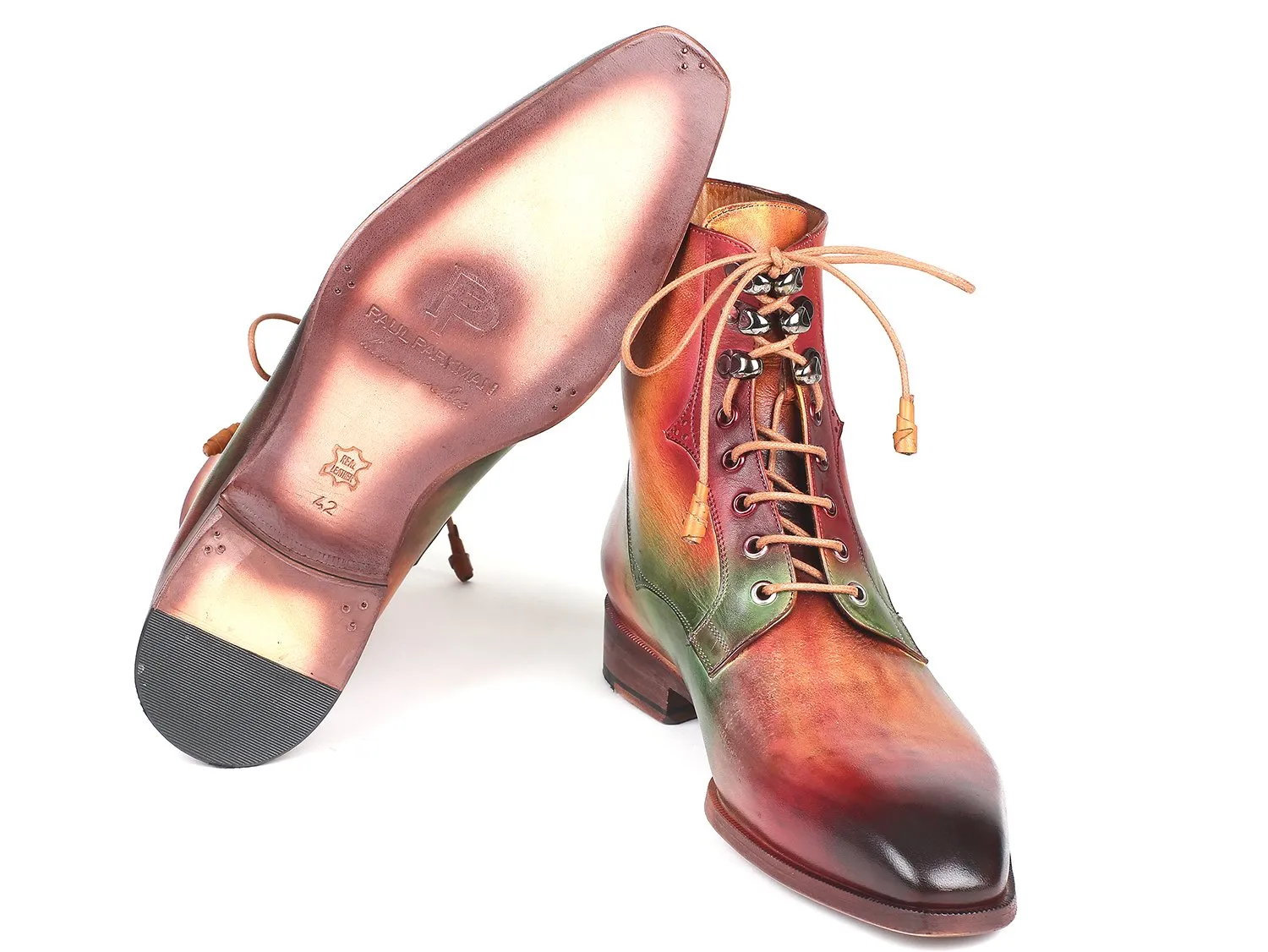 Paul Parkman Men's Leather Boots in Green, Camel & Bordeaux
