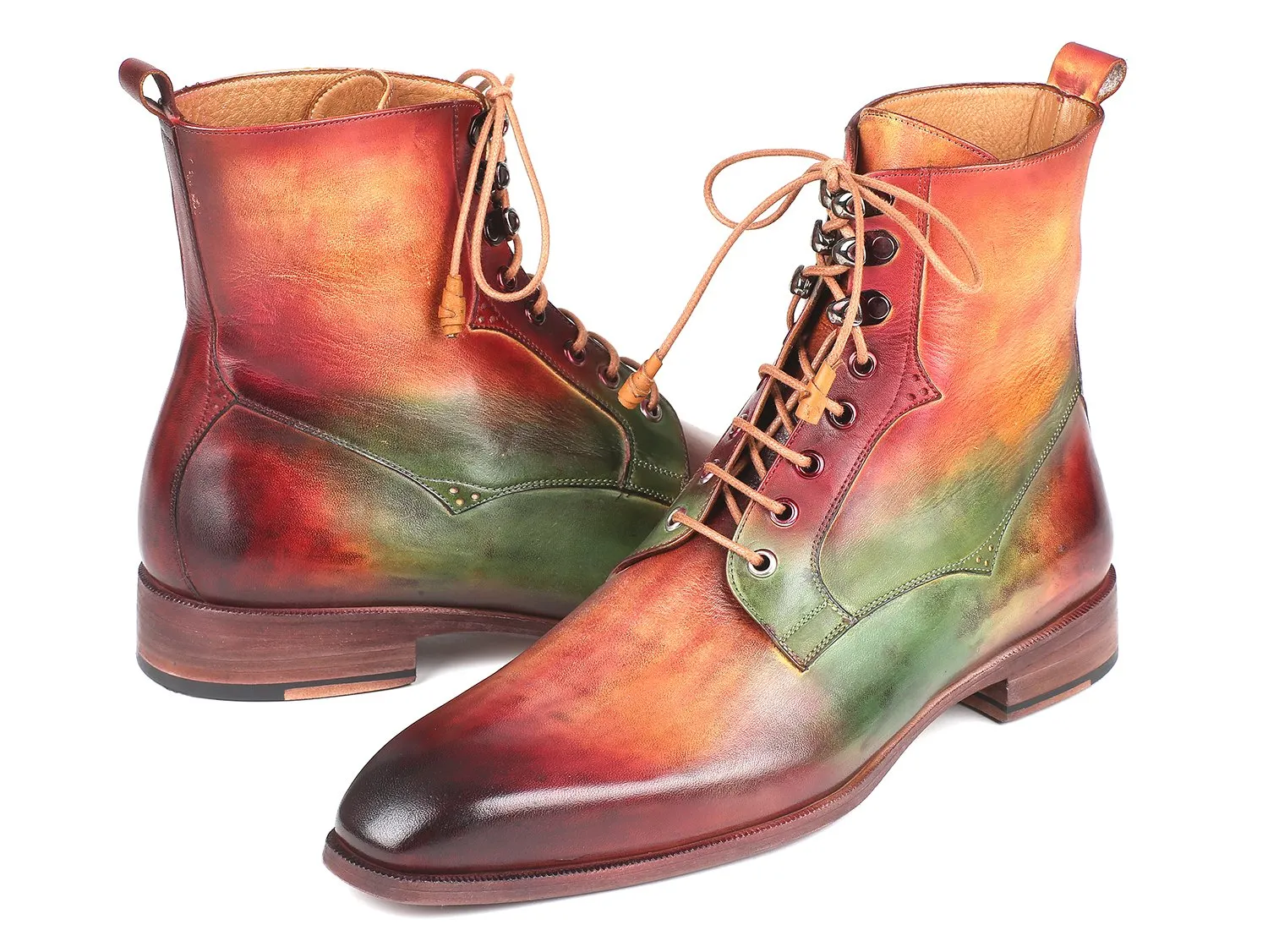 Paul Parkman Men's Leather Boots in Green, Camel & Bordeaux