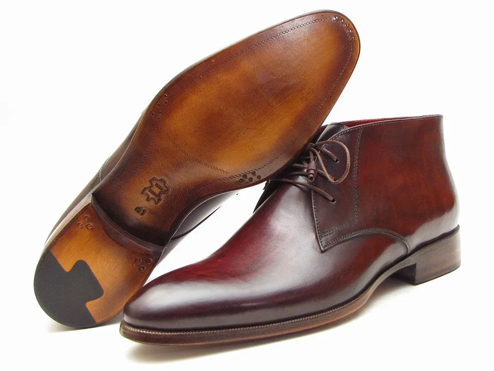 Paul Parkman Men's Leather Chukka Boots in Brown & Bordeaux
