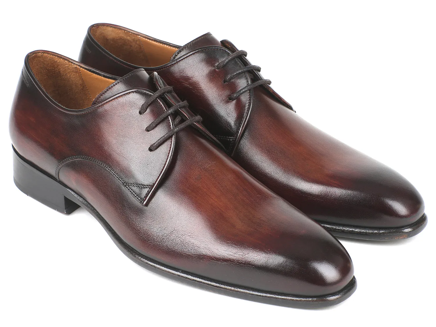 Paul Parkman Men's Leather Derby Shoes in Antique Brown