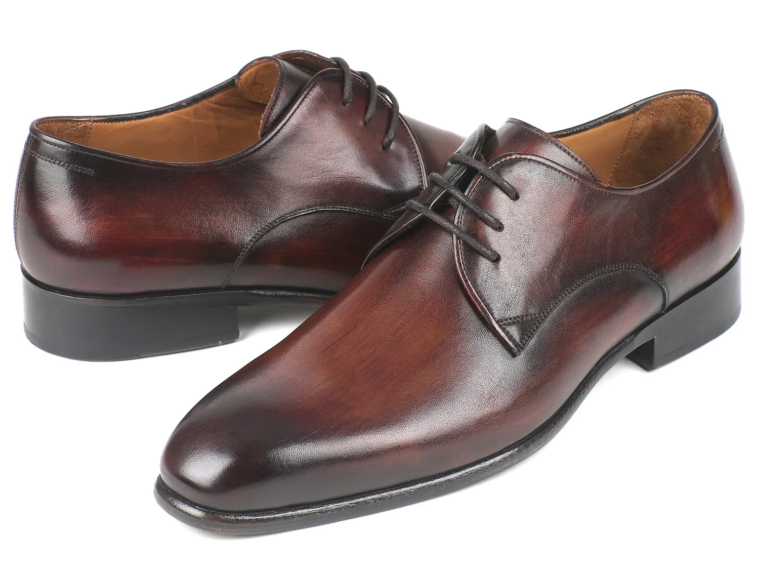 Paul Parkman Men's Leather Derby Shoes in Antique Brown