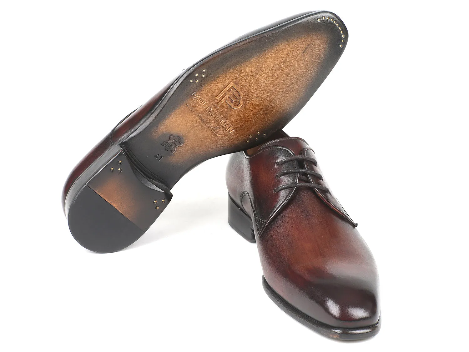 Paul Parkman Men's Leather Derby Shoes in Antique Brown